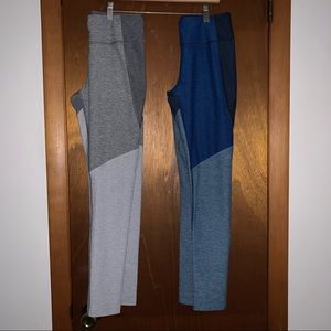 Women’s S OUTDOOR VOICES Lot of 2 7/8 Tri-Tone Warmup Leggings Graphite Deep Sea